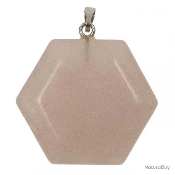 Pendentif hexagone en quartz rose