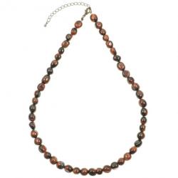 Collier en oeil de boeuf ou taureau - Perles pierres roulées