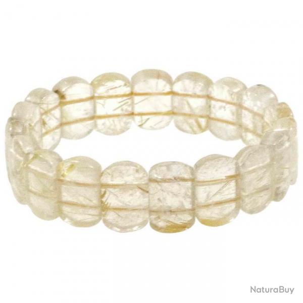 Bracelet perles rectangulaires en cristal de roche rutile