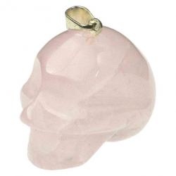 Pendentif crâne en quartz rose (type allien)