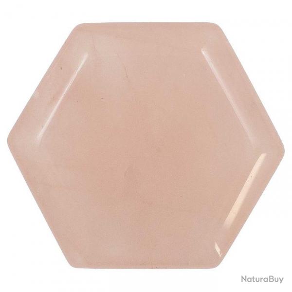 Hexagone poli en quartz rose - 4 cm