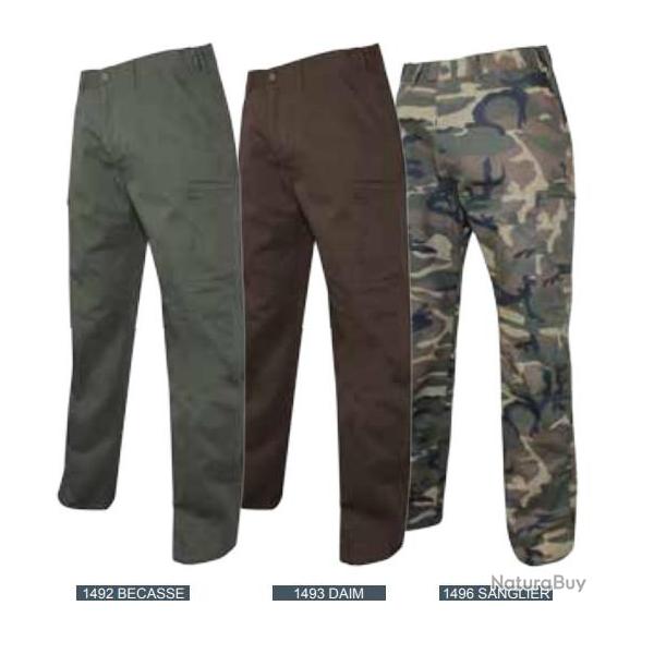 Pantalons de chasse multipoches LMA Becasse/Daim/Sanglier 42 Kaki