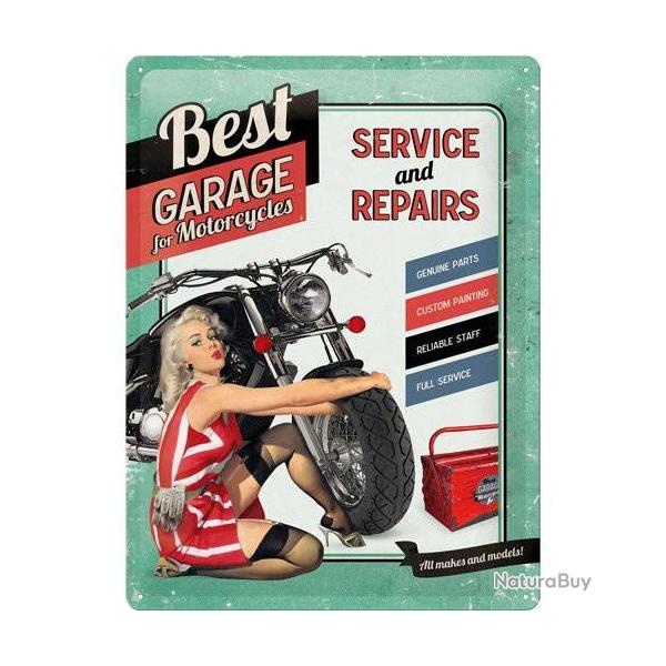Plaque mtal Publicitaire vintage Best Garage For Motorcycles de 40 x 30