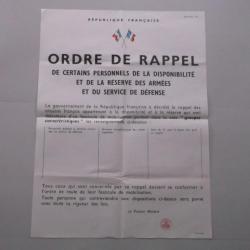 Affiche Ordre de rappel  guerre 39/45 - Affiche ORIGINALE.