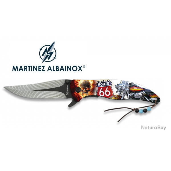 Couteau Pliant ROUTE 66 moto 3D  Lame de 9 cm  ouverture assiste