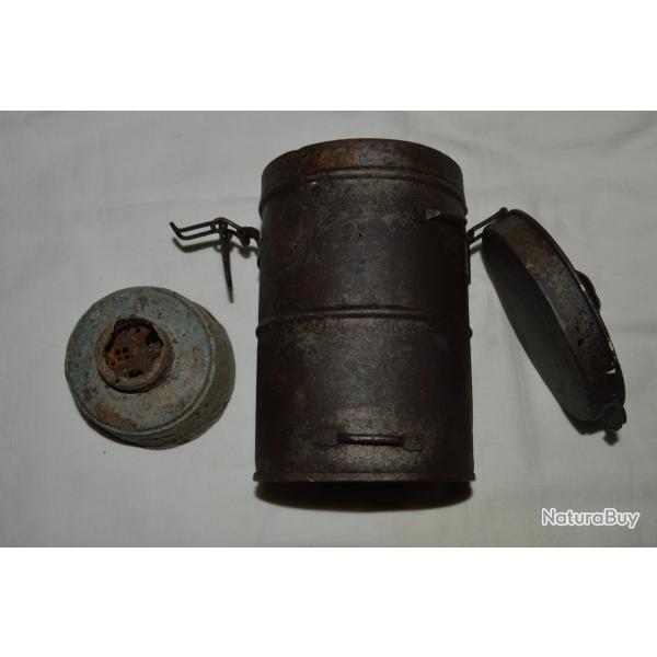 BOITE DE MASQUE A GAZ ALLEMAND-AVEC CARTOUCHE-GRANDE GUERRE 1914/1918-GERMAN GAZ MASK BOX