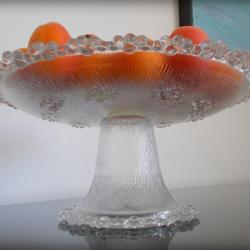 Ancienne coupe à gâteau ou à fruits en verre cristallerie de Portieux début XXème à saisir!!