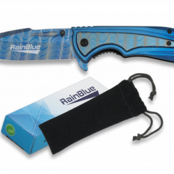 Couteau pliant de poche lame de 9.5 cm  « RainBlue » couleur bleu