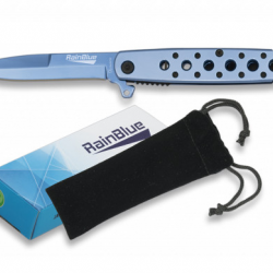 Offrez ce Couteau pliant de poche lame de 8.2 cm  « RainBlue » manche percé couleur bleu