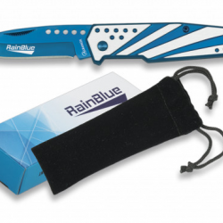 Offrez ce Couteau pliant de poche lame de 7.5 cm «RainBlue » au Design Moderne couleur bleu