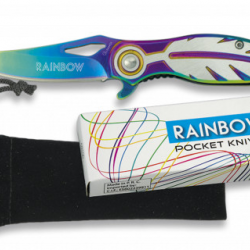 Offrez ce Couteau pliant de poche Mod Plume lame  de 7.2 cm  « RAINBOW » couleur Arc en Ciel