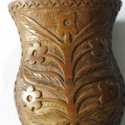vintage  petit vase rustique en bois