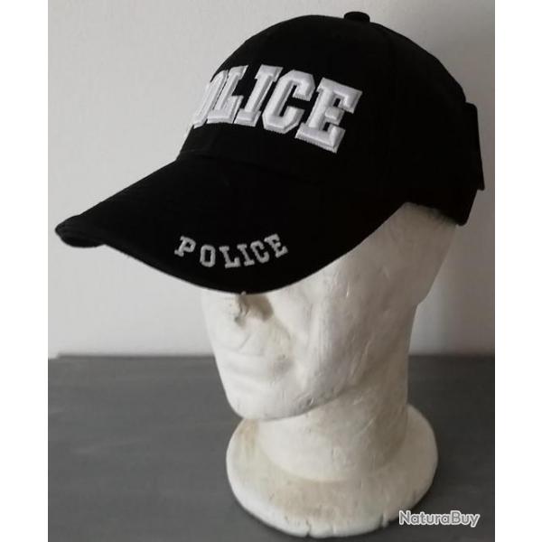 Casquette noire POLICE CAP US ( INTERVENTION DEGUISEMENT SECURITE Taille unique rglable