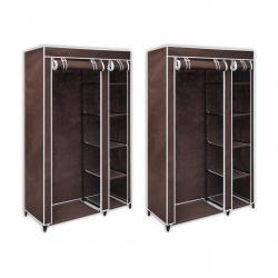 Lot de 2 armoires étagères penderie dressing tissu marron entrée chambre camping bre camping 200200