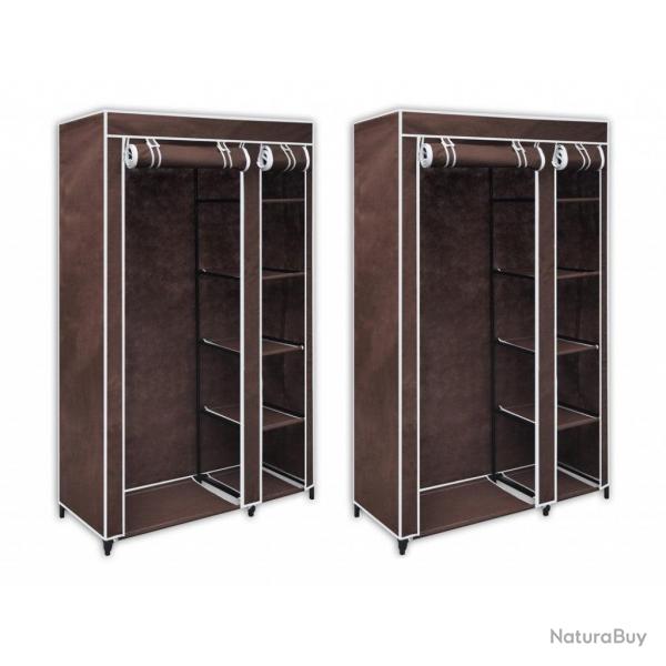 Lot de 2 armoires tagres penderie dressing tissu marron entre chambre camping bre camping 200200