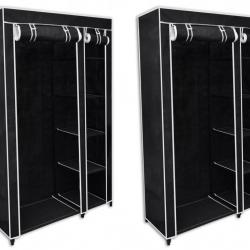 Lot de 2 armoires étagères penderie dressing tissu noir entrée chambre camping 2002004/2