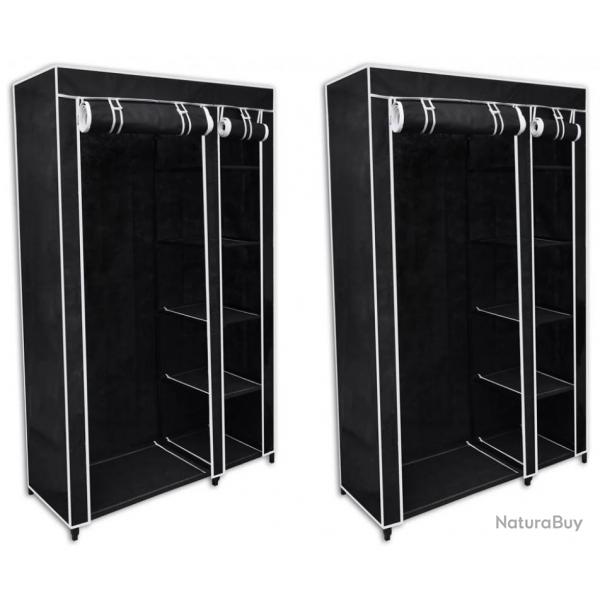 Lot de 2 armoires tagres penderie dressing tissu noir entre chambre camping 2002004/2