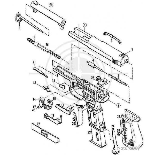 piece n27 pour pistolet Mauser 1910, 10/34 cal 6,35