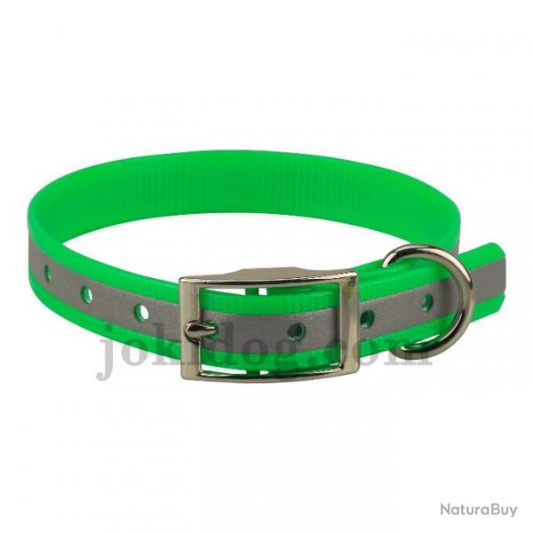collier rflchissant 19 mm x 45 cm vert - biothane - jokidog