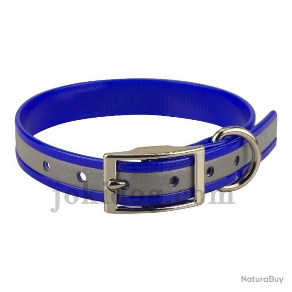 collier rflchissant 19 mm x 45 cm bleu - biothane - jokidog