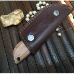 Petit couteau de chasse artisanal - Full Tang - Acier Damas - Couteau de cou (fbk)