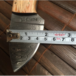 Petit couteau de chasse artisanal - Full Tang - Acier Damas - Couteau de cou (4)