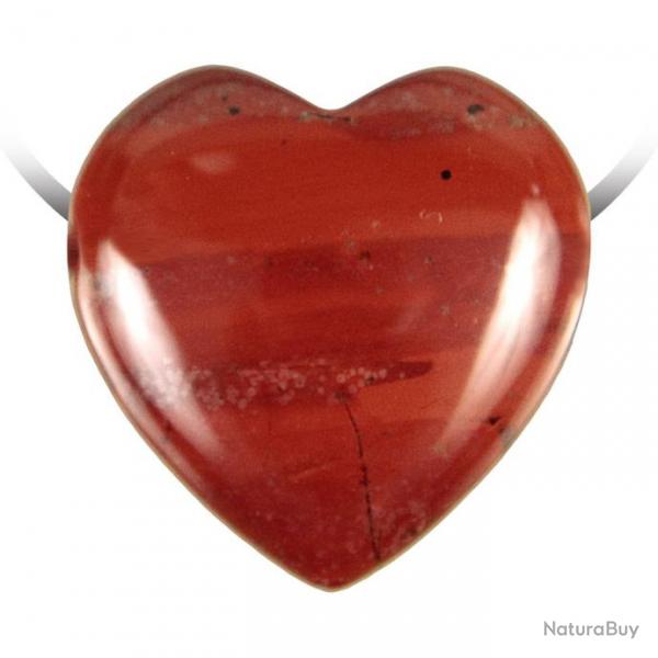 Pendentif coeur pierre perce en jaspe rouge
