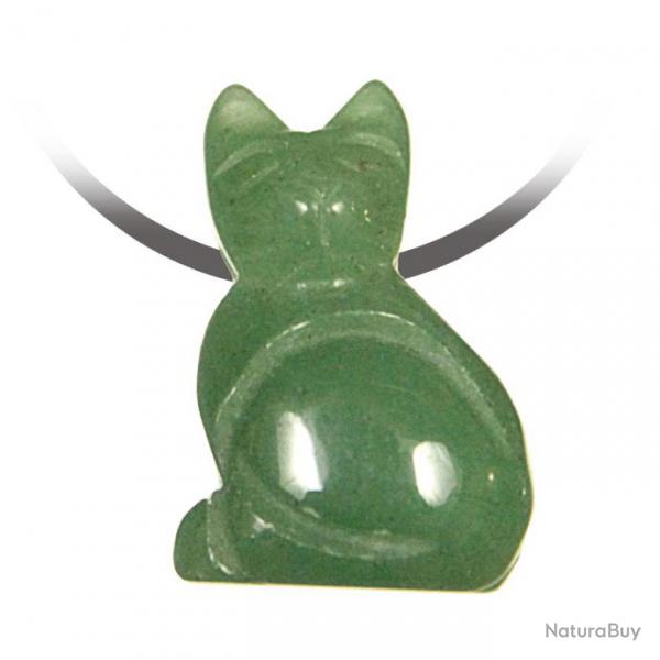 Pendentif pierre perce chat en aventurine verte
