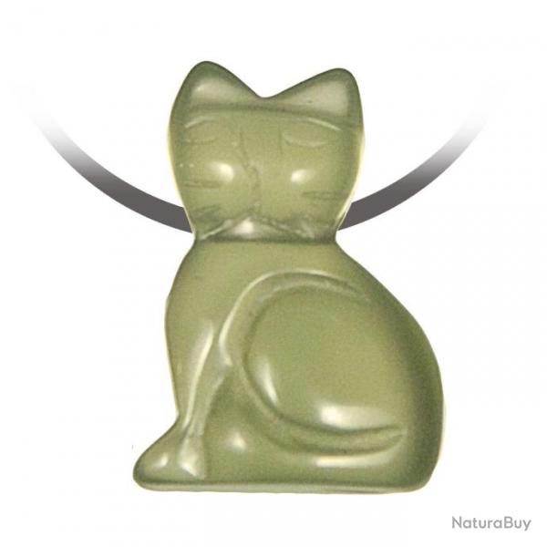 Pendentif pierre perce chat en jade de Chine
