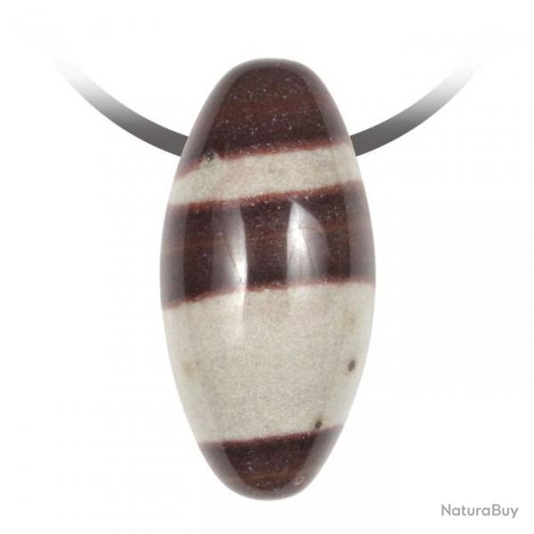 Pendentif galet Shiva Lingam poli et perc