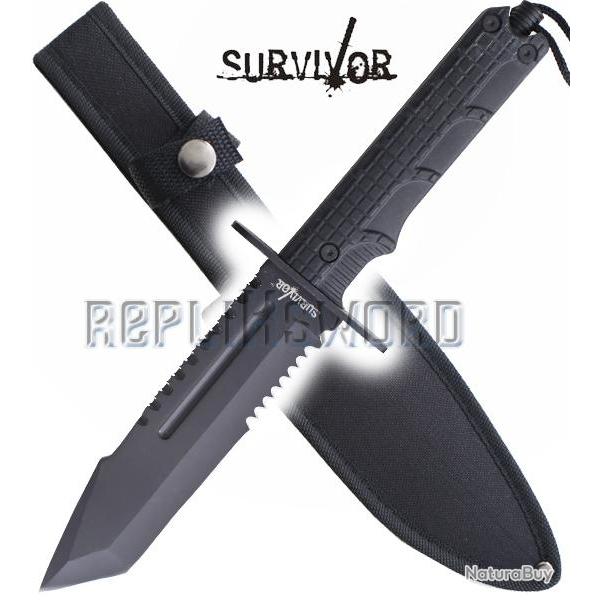 Couteau de Chasse Survivor Poignard HK-796TB Black Edition Repliksword