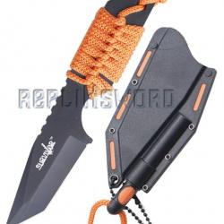 Petit Couteau de Survie Orange Collier HK-762OR Repliksword