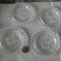 4 vintage sous-verres en verre diametre 10.5  cm
