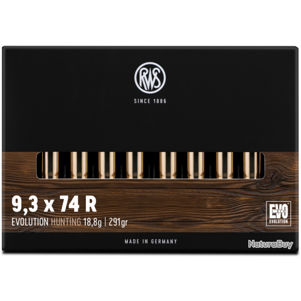1 BOITE DE MUNITIONS CHASSE RWS CAL: 9.3x74R EVO 18.8g