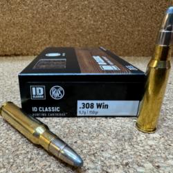 1 BOITE DE MUNITION GRANDE CHASSE RWS 308 WIN ID CLASSIC 9.7gr