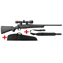 Pack Affût/Approche Mossberg Patriot 270 Win Synthétique à Canon Fileté et Lunette 3-9x40 + Bretelle