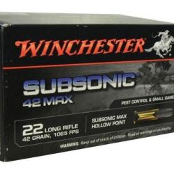 Munitions Winchester Subsonic 42max Cal.22lr Hollow point par 1000