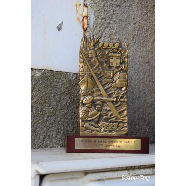 plaque de bronze 60eme anniversaire bataillon de marins pompiers de Marseille