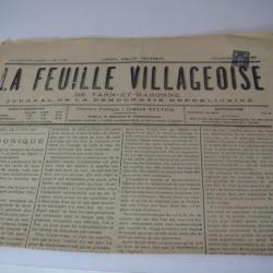 journal la feuille villageoise juin 1897 avec timbre