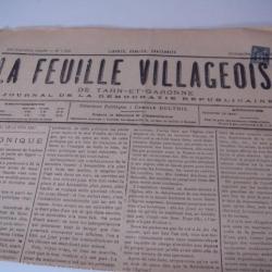 journal la feuille villageoise juin 1897 avec timbre n°1649