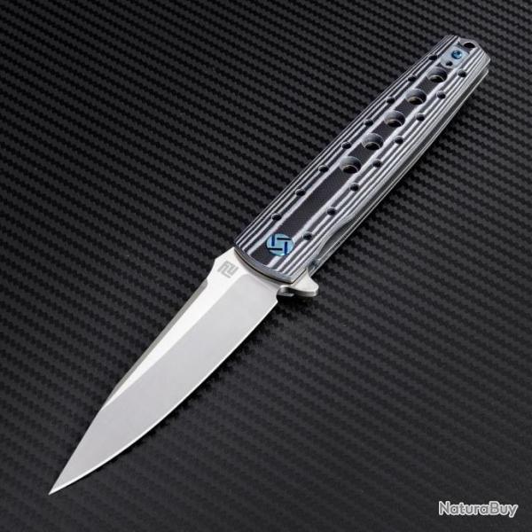 Couteau Artisan Virginia Lame Acier S35VN Manche Black/White G-10 Linerlock Clip ATZ1807GBWS