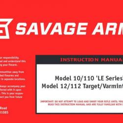 Notice carabines SAVAGE modèles  10 / 110 LE series  et  12 / 112 TARGET / VARMINT