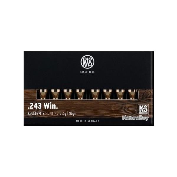 Cartouche RWS / cal. 243 Win. - KS 6,2 g / 95 gr