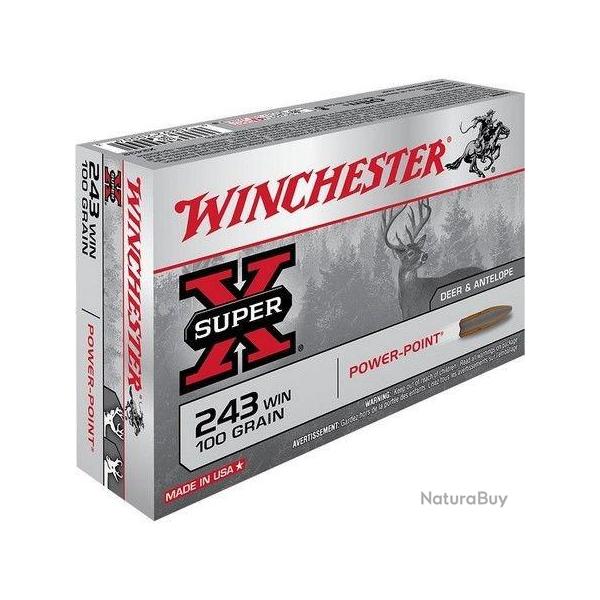 Cartouche Winchester / cal. 243 Win. - Super-X PP 6,5 g / 100 gr