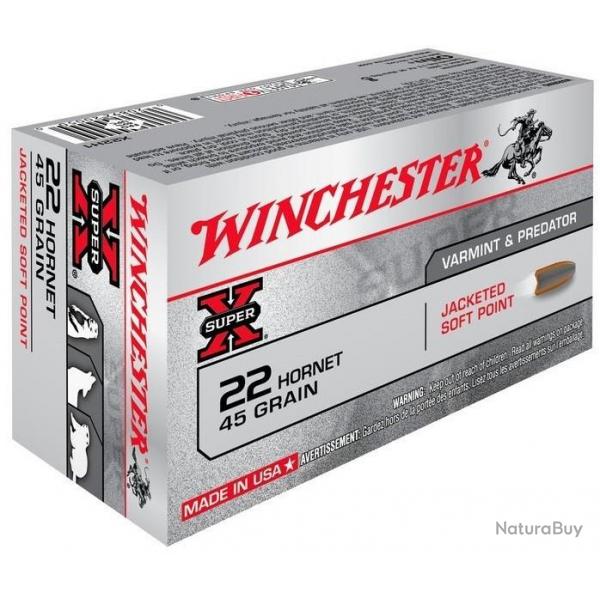 Cartouche Winchester / cal. 22 Hornet - SP 2,98 g / 45 gr