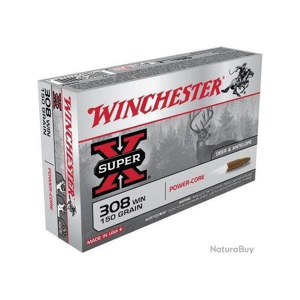 Cartouche Winchester / cal. 308 Win. - Super-X PP 9,7 g / 150 gr