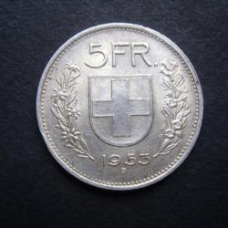 SUISSE = UNE PIECE  DE MONNAIE  EN ARGENT  DE 5 FRANCS  1953 B