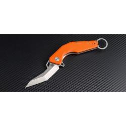 Couteau Artisan Cobra Karambit Lame Acier D2 Manche Orange G-10 Linerlock Clip ATZ1811POEF
