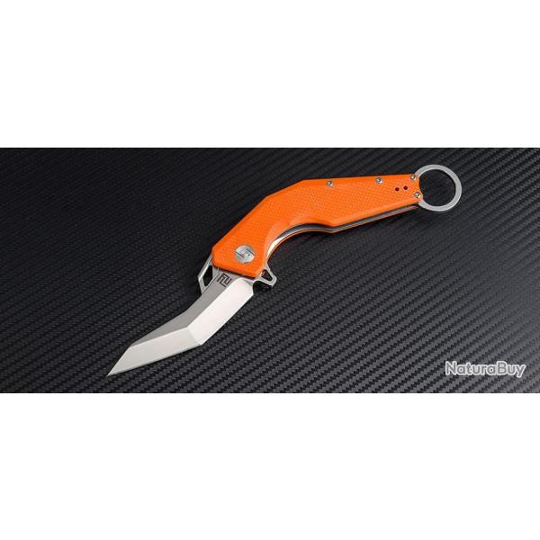 Couteau Artisan Cobra Karambit Lame Acier D2 Manche Orange G-10 Linerlock Clip ATZ1811POEF