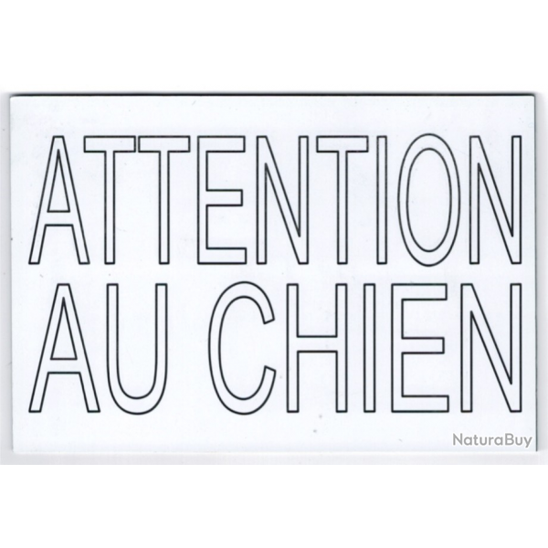 Plaque Attention au Chien rf:18984/blanc-noir/2L/100x50mm.